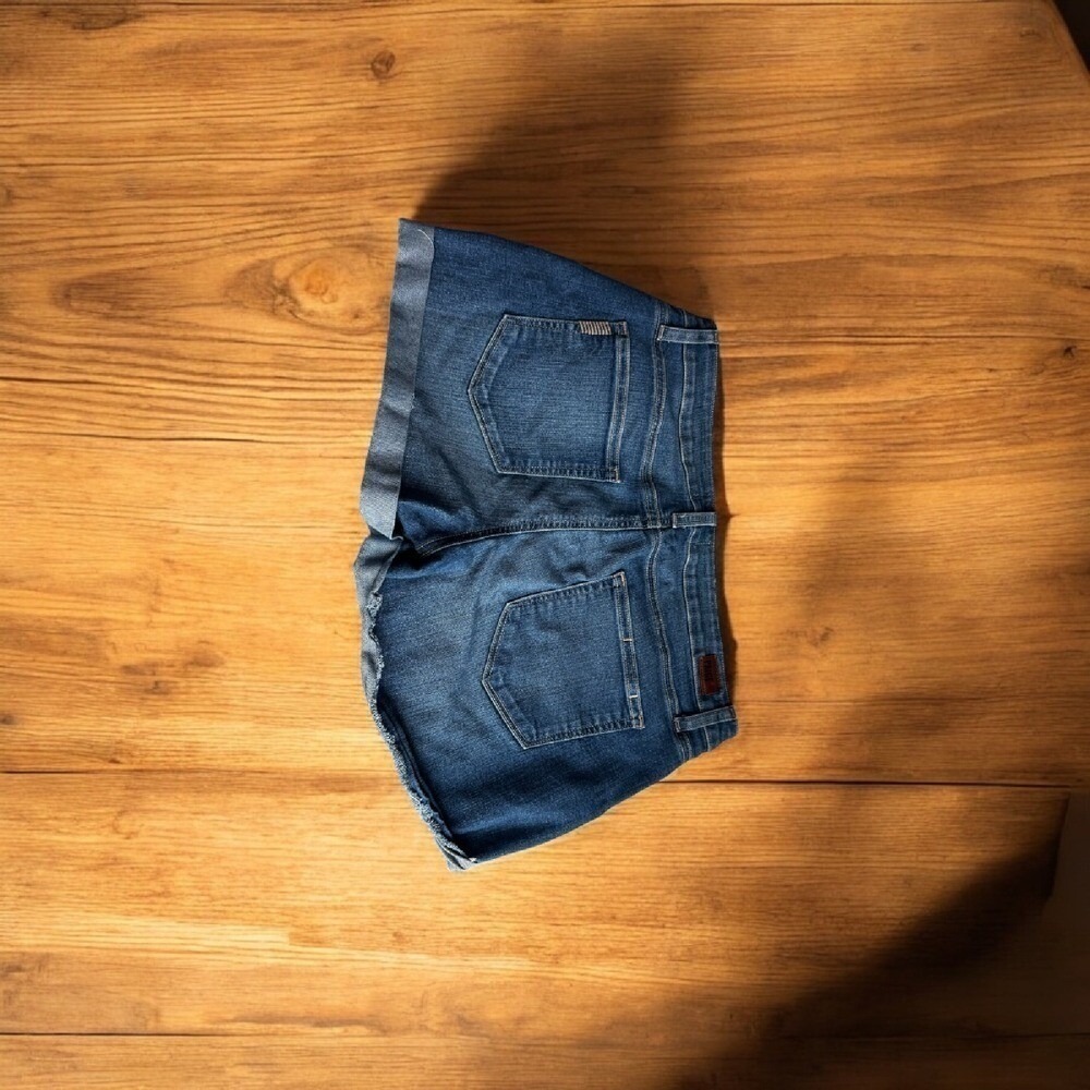 Paige Jimmy Jimmy Denim Shorts Cuffed Raw Hem Medium Wash Size 28 - Picture 2 of 7
